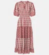 Velvet Joey Printed Cotton Cambric Midi Dress In Rot