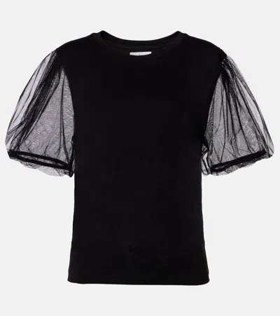 Velvet Justine Cotton Top In Black