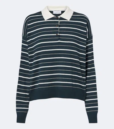 Velvet Kaelin Striped Cotton Polo Sweater In Multi