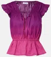 Velvet Kaia Gathered Cotton Top In Multi