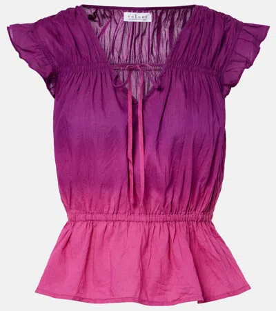 Velvet Kaia Gathered Cotton Top In Multi
