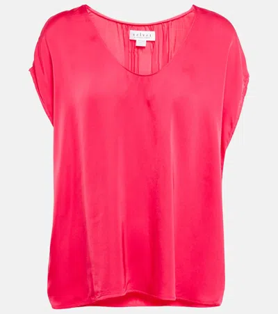 Velvet Kali Satin Top In Berry