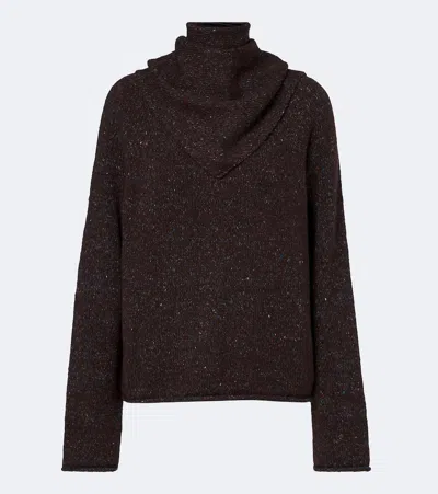 Velvet Kana Scarf-detail Wool-blend Sweater In Brown