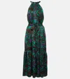 Velvet Kareese Printed Satin Midi Dress In Multicoloured