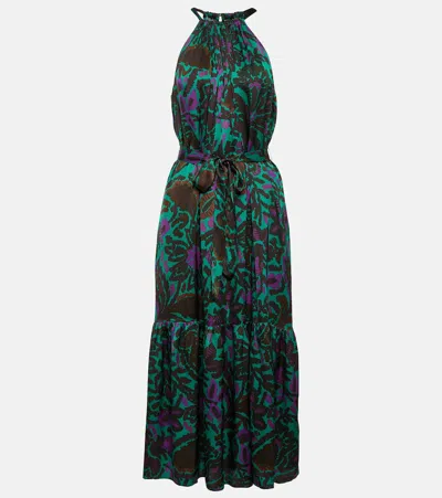 Velvet Kareese Printed Satin Midi Dress In Multicoloured