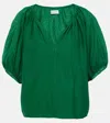 Velvet Kristen Cotton And Silk Blouse In Green