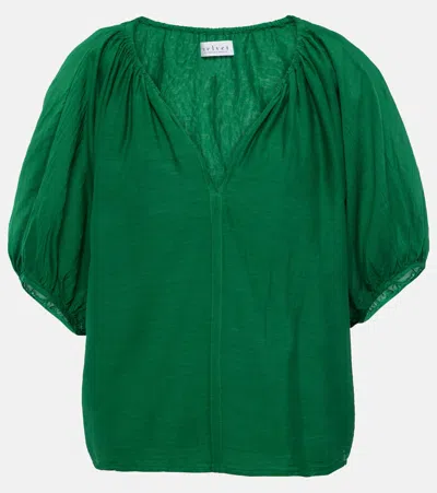 Velvet Kristen Cotton And Silk Blouse In Green