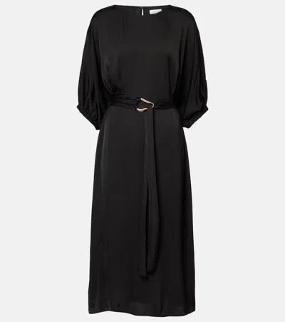 Velvet Laurel Satin Midi Dress In Black