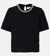 Velvet Layton Embellished Alpaca And Wool-blend Top In Black