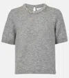 Velvet Layton Embellished Alpaca And Wool-blend Top In Grey
