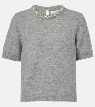 Velvet Layton Embellished Alpaca And Wool-blend Top In Grey