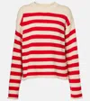 Velvet Lex Striped Cotton And Cashmere Sweater In White