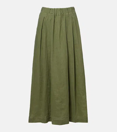 Velvet Linda Linen Maxi Skirt In Green