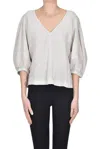 Velvet Linen Blouse In Sand