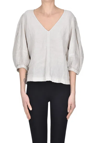 Velvet Linen Blouse In Sand