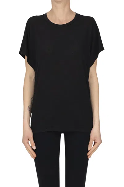 Velvet Linen T-shirt In Black