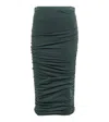 Velvet Lisa Ruched Cotton-blend Midi Skirt In Bracken