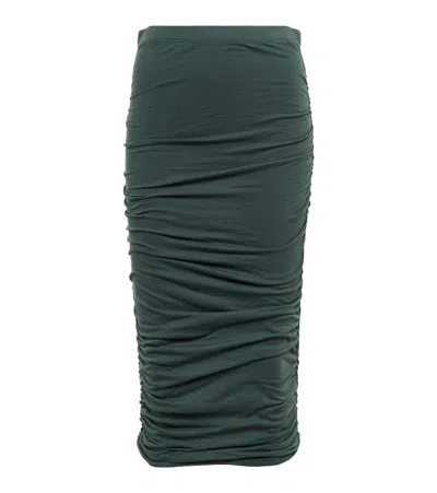 Velvet Lisa Ruched Cotton-blend Midi Skirt In Bracken