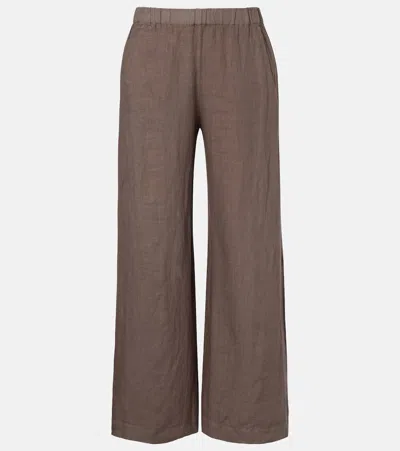 Velvet Lola Linen Wide-leg Pants In Brown
