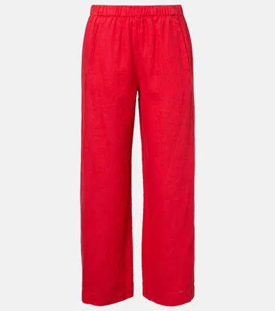 Velvet Lola Linen Wide-leg Pants In Red