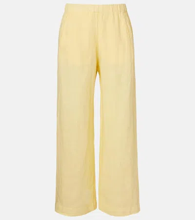 Velvet Lola Linen Wide-leg Pants In Yellow