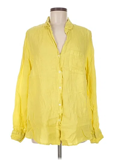 Pre-owned Velvet Long Sleeve Button Down Shirt In Yellow