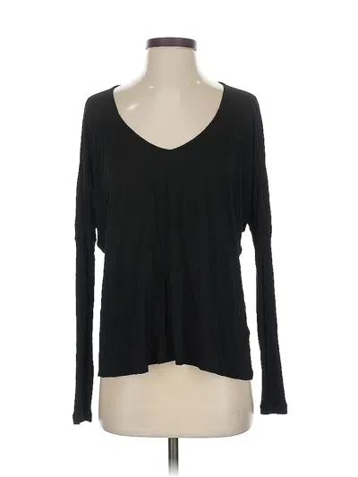 Pre-owned Velvet Long Sleeve Top Black V Neck Tops