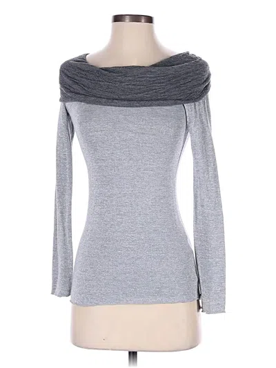 Pre-owned Velvet Long Sleeve Top Gray Cowl Neck Tops