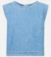 Shop Velvet Loren Denim Top In Blue