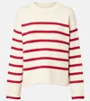 Velvet Lucia Striped Cotton And Cashmere Sweater In Neutral