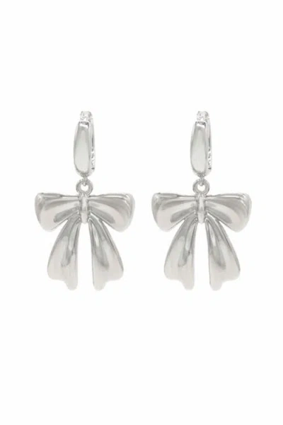 Velvet Luna Bow Drop Earrings In Silver