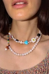 Velvet Luna Effy Beaded Pearl Necklace, Women's At Urban Outfitters In Multi