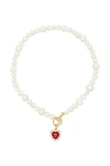 Velvet Luna Heart Pearl Necklace In Neutral