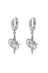 Velvet Luna Heart Sparkle Huggie Earrings In Gray