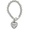 Velvet Luna Hematite Bracelet With Heart Charm In Silver