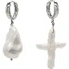 Velvet Luna Irregular Baroque Pearl Earrings In Silver