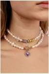 Velvet Luna Milena Freshwater Pearl Heart Necklace In Purple, Women's At Urban Outfitters In White