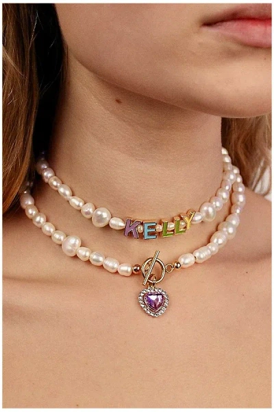 Velvet Luna Milena Freshwater Pearl Heart Necklace In Purple, Women's At Urban Outfitters