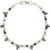 Velvet Luna Mini Pearl Cross Necklace In Multi