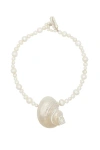 Velvet Luna Natural Pearl Statement Necklace With Seashell Pendant In Gray