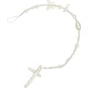 Velvet Luna Pearl Braid With Cross Charm In White