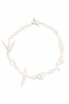 Velvet Luna Pearl Cross Necklace In White