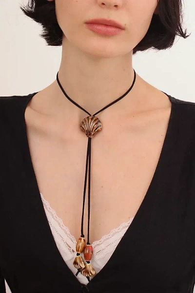 Velvet Luna Seashell Tie Suede Bolero Necklace In Black, Women's At Urban Outfitters