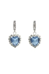 Velvet Luna Silver Earrings With Heart Pendant In Blue
