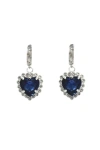 Velvet Luna Silver Earrings With Heart Pendant In Blue