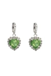 Velvet Luna Silver Earrings With Heart Pendant In Green