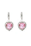 Velvet Luna Silver Earrings With Heart Pendant In Pink