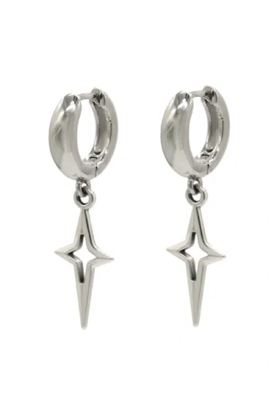 Velvet Luna Sparkle Charm Huggie Earrings In Silver