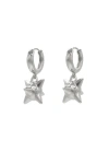 Velvet Luna Steel Spiked Ball Huggie Earrings In Silver