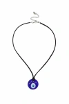 Velvet Luna Suede Cord Evil Eye Necklace In Blue